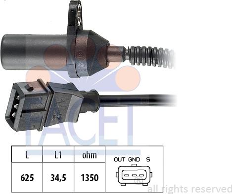 FACET 9.0285 - Sensor, crankshaft pulse autospares.lv