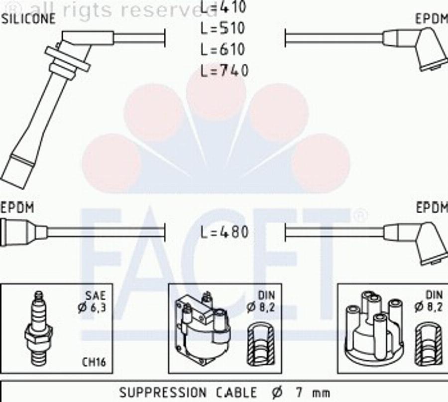 FACET 49404 - Ignition Cable Kit autospares.lv