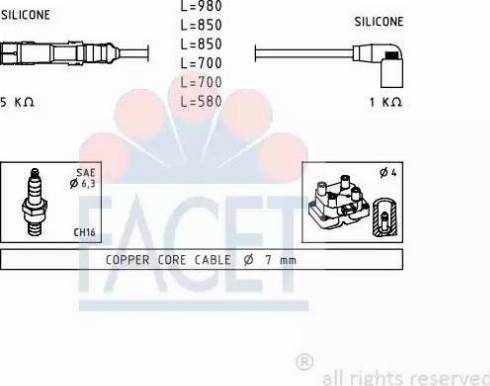 FACET 4.9590 - Ignition Cable Kit autospares.lv