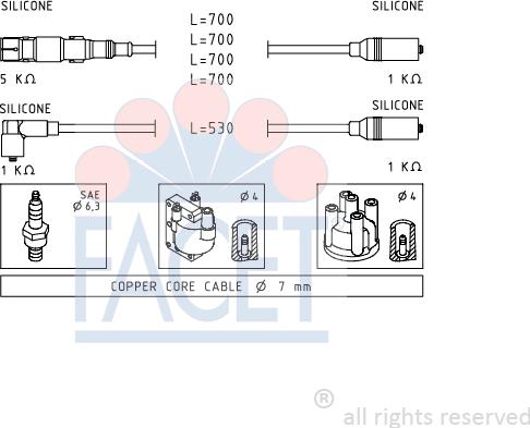 FACET 4.9551 - Ignition Cable Kit autospares.lv