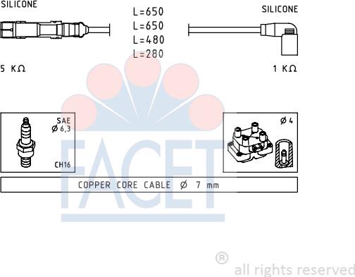 FACET 4.9585 - Ignition Cable Kit autospares.lv