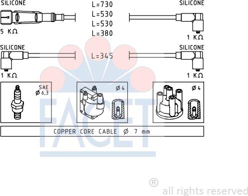 FACET 4.9641 - Ignition Cable Kit autospares.lv