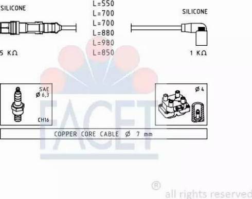 FACET 4.9605 - Ignition Cable Kit autospares.lv