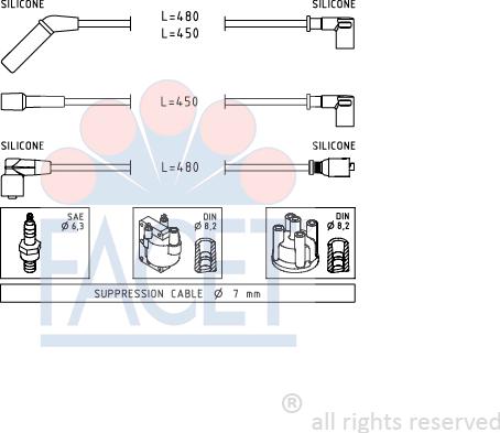 FACET 4.9634 - Ignition Cable Kit autospares.lv