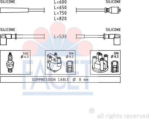 FACET 4.9078 - Ignition Cable Kit autospares.lv