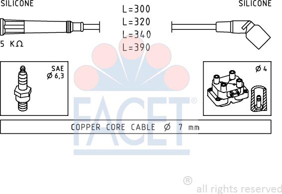 FACET 4.8900 - Ignition Cable Kit autospares.lv