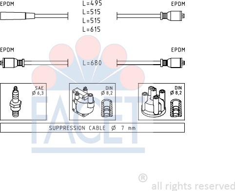 FACET 4.8511 - Ignition Cable Kit autospares.lv