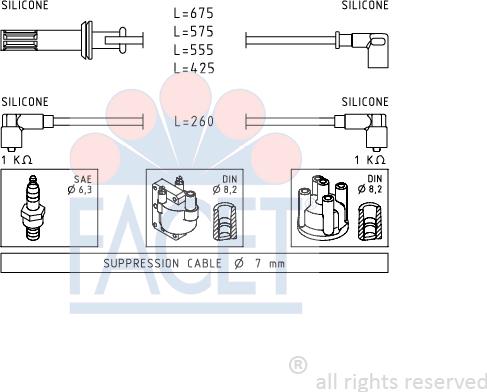 FACET 4.8650 - Ignition Cable Kit autospares.lv