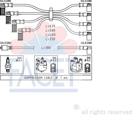 FACET 4.8808 - Ignition Cable Kit autospares.lv
