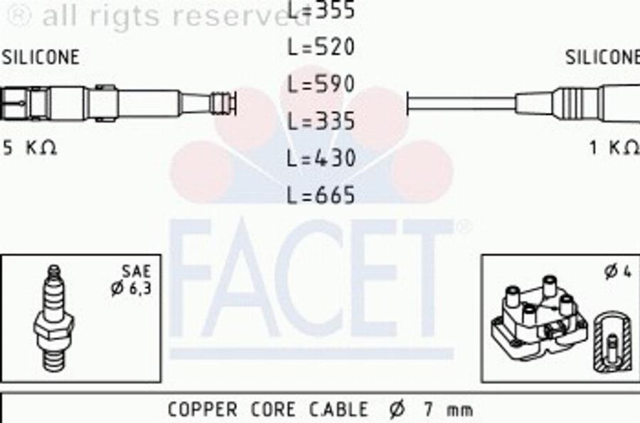 FACET 4.8769 - Ignition Cable Kit autospares.lv