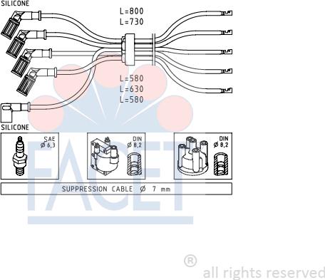 FACET 4.8716 - Ignition Cable Kit autospares.lv