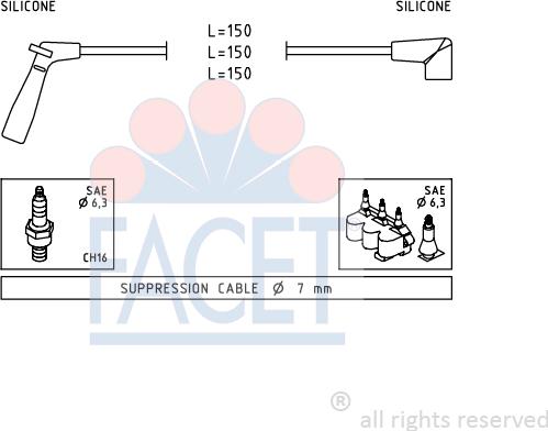 FACET 4.7007 - Ignition Cable Kit autospares.lv
