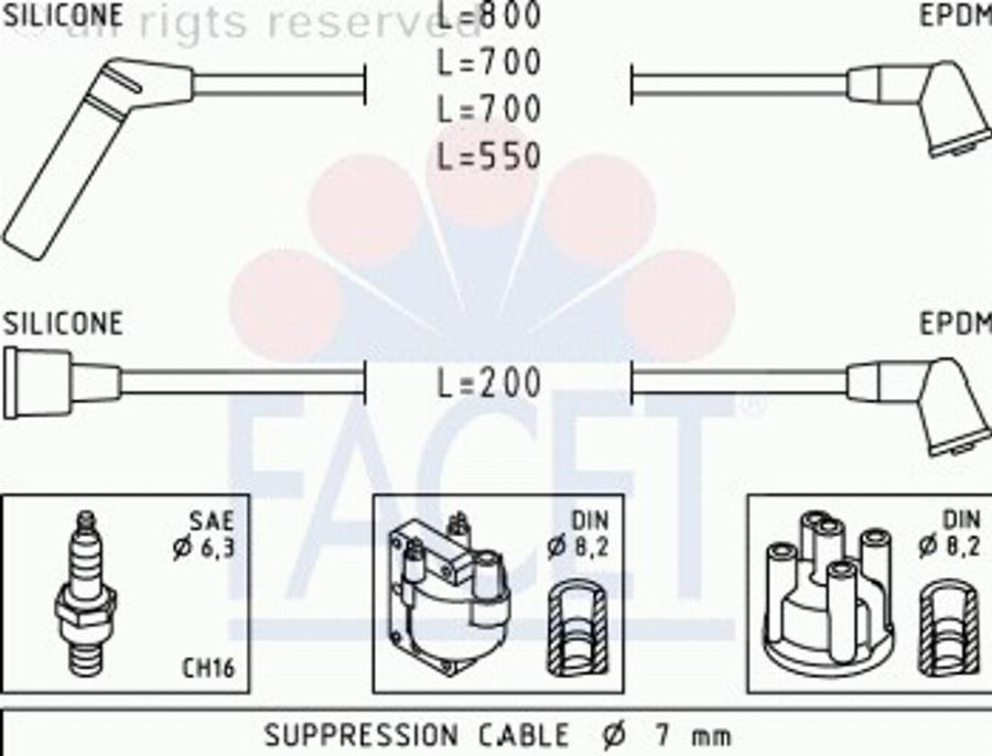 FACET 47122 - Ignition Cable Kit autospares.lv