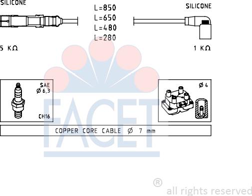 FACET 4.7223 - Ignition Cable Kit autospares.lv