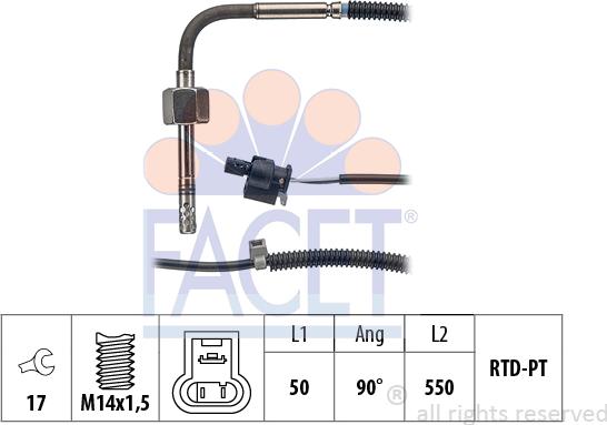 FACET 22.0091 - Sensor, exhaust gas temperature autospares.lv