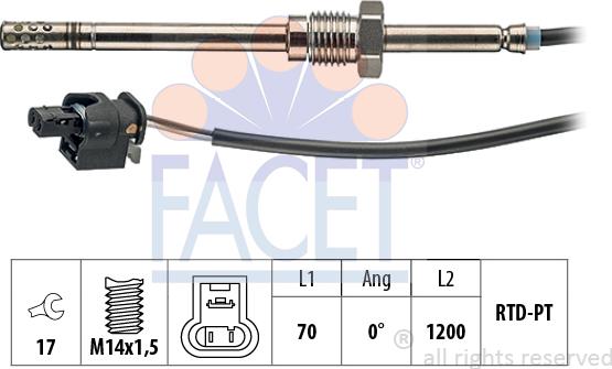 FACET 22.0055 - Sensor, exhaust gas temperature autospares.lv