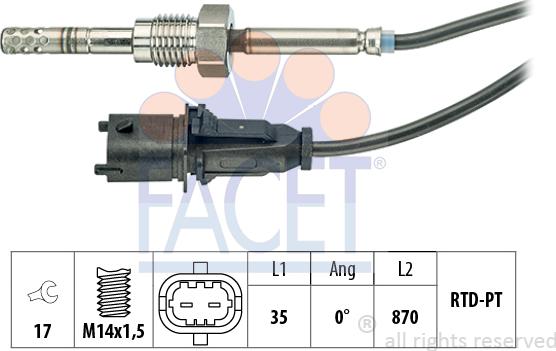 FACET 22.0127 - Sensor, exhaust gas temperature autospares.lv