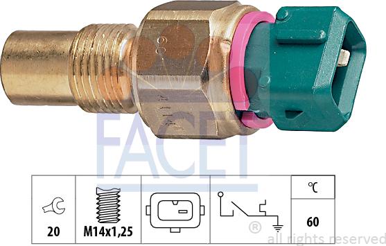 FACET 7.4114 - Sensor, coolant temperature autospares.lv