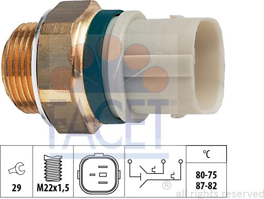 FACET 7.5654 - Temperature Switch, radiator / air conditioner fan autospares.lv