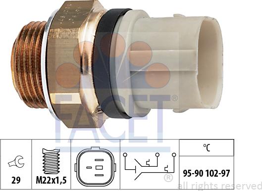 FACET 7.5652 - Temperature Switch, radiator / air conditioner fan autospares.lv