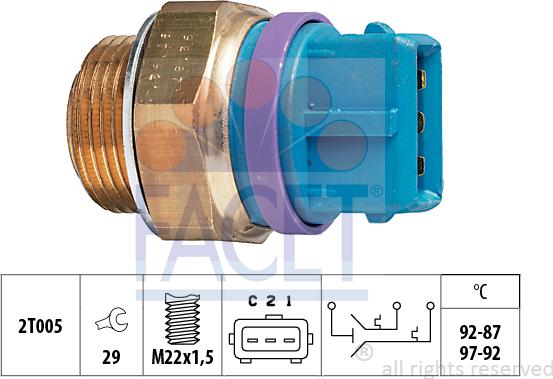 FACET 7.5629 - Temperature Switch, radiator / air conditioner fan autospares.lv