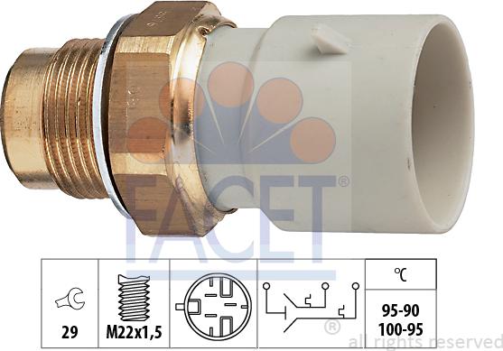 FACET 7.5676 - Temperature Switch, radiator / air conditioner fan autospares.lv