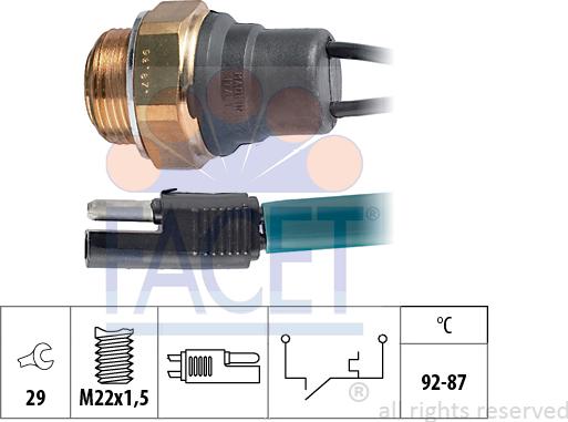 FACET 7.5009 - Temperature Switch, radiator / air conditioner fan autospares.lv