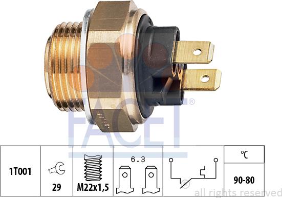 FACET 7.5002 - Temperature Switch, radiator / air conditioner fan autospares.lv