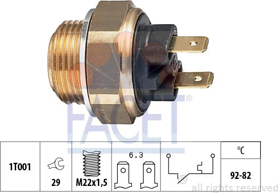 FACET 7.5016 - Temperature Switch, radiator / air conditioner fan autospares.lv