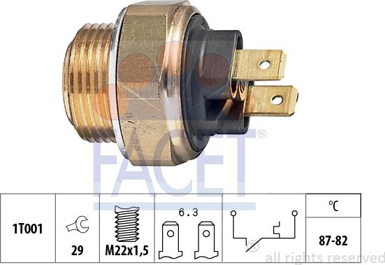 FACET 7.5017 - Temperature Switch, radiator / air conditioner fan autospares.lv