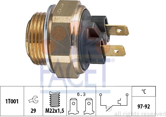 FACET 7.5111 - Temperature Switch, radiator / air conditioner fan autospares.lv