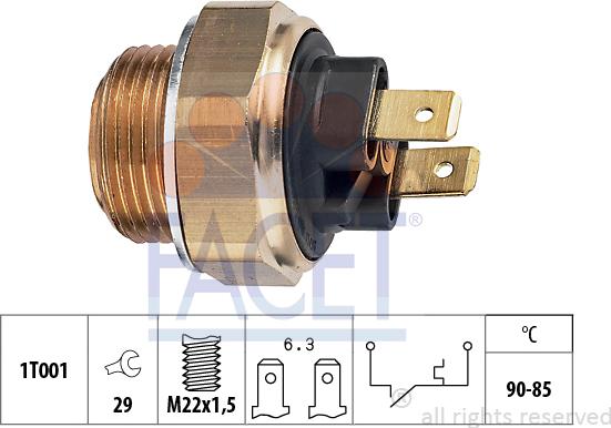 FACET 7.5134 - Temperature Switch, radiator / air conditioner fan autospares.lv