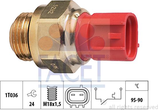 FACET 7.5282 - Temperature Switch, radiator / air conditioner fan autospares.lv