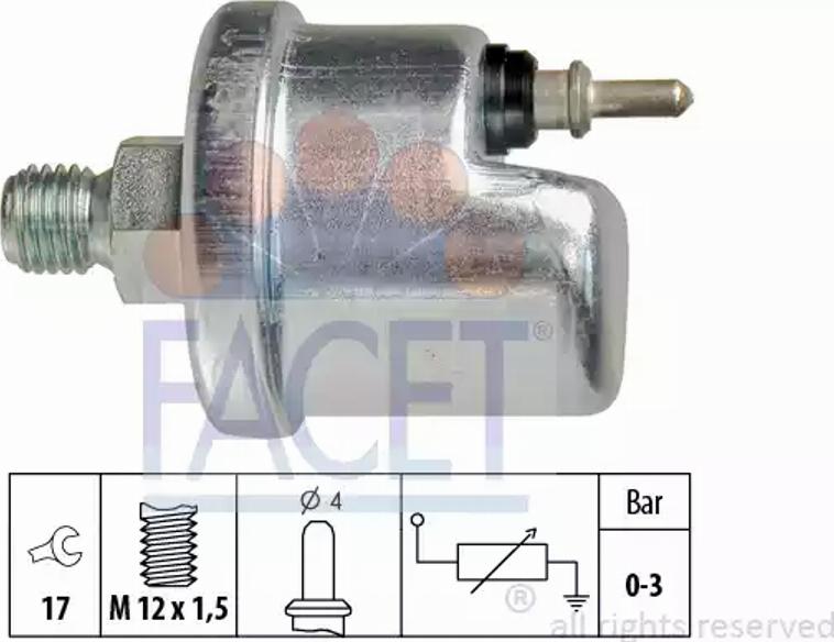 FACET 7.0630 - Sender Unit, oil pressure autospares.lv