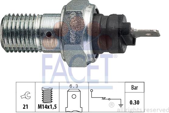 FACET 7.0003 - Sender Unit, oil pressure autospares.lv