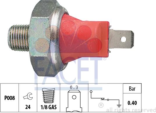 FACET 7.0017 - Sender Unit, oil pressure autospares.lv