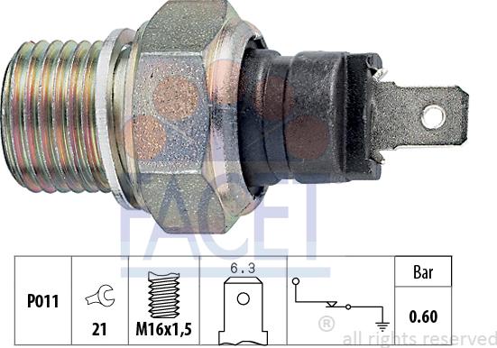 FACET 7.0021 - Sender Unit, oil pressure autospares.lv