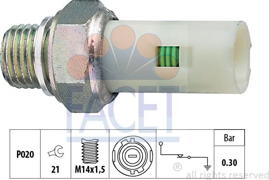 FACET 7.0076 - Sender Unit, oil pressure autospares.lv