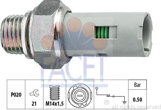 FACET 7.0151 - Sender Unit, oil pressure autospares.lv