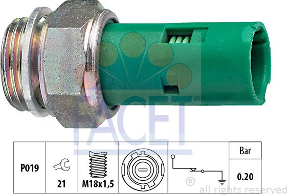 FACET 7.0110 - Sender Unit, oil pressure autospares.lv