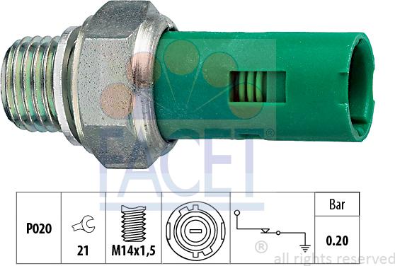 FACET 7.0131 - Sender Unit, oil pressure autospares.lv