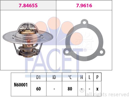 FACET 7.8465 - Coolant thermostat / housing autospares.lv