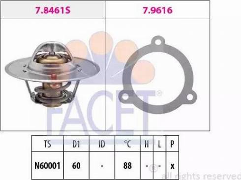 FACET 7.8461 - Coolant thermostat / housing autospares.lv