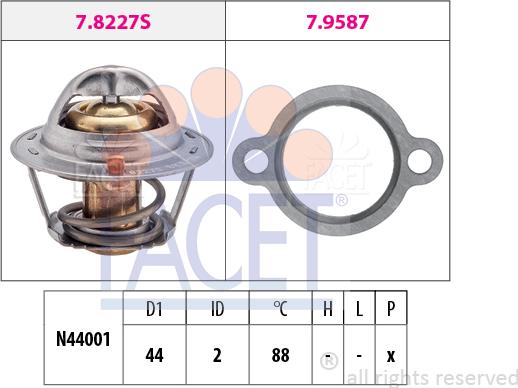 FACET 7.8409 - Coolant thermostat / housing autospares.lv