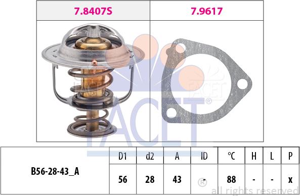 FACET 7.8407 - Coolant thermostat / housing autospares.lv