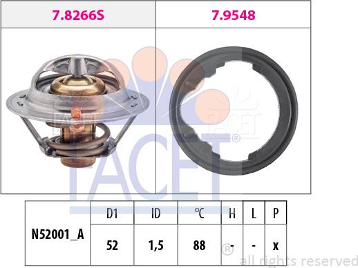 FACET 7.8488 - Coolant thermostat / housing autospares.lv