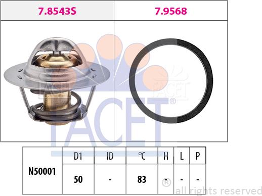 FACET 7.8543 - Coolant thermostat / housing autospares.lv