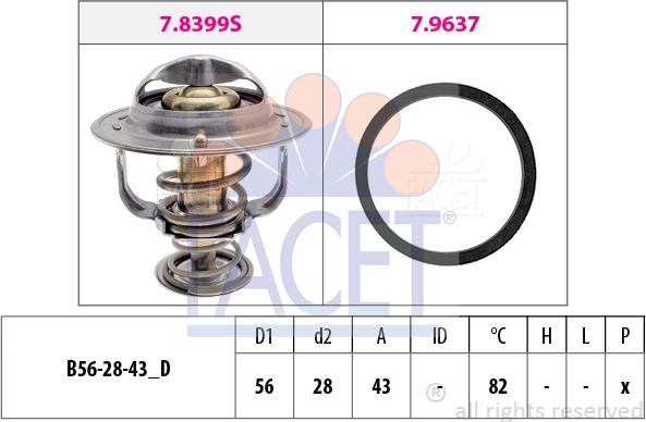 FACET 7.8522 - Coolant thermostat / housing autospares.lv