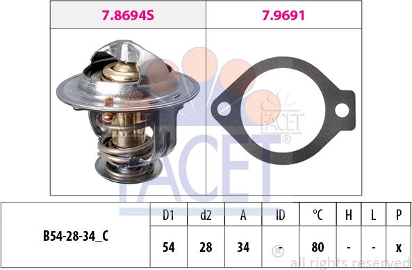 FACET 7.8694 - Coolant thermostat / housing autospares.lv