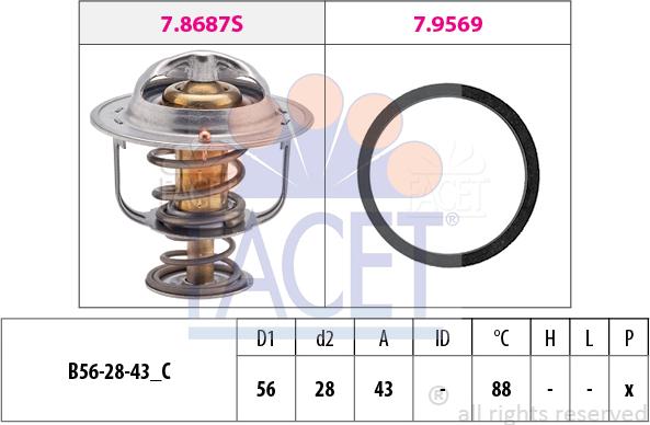 FACET 7.8687 - Coolant thermostat / housing autospares.lv